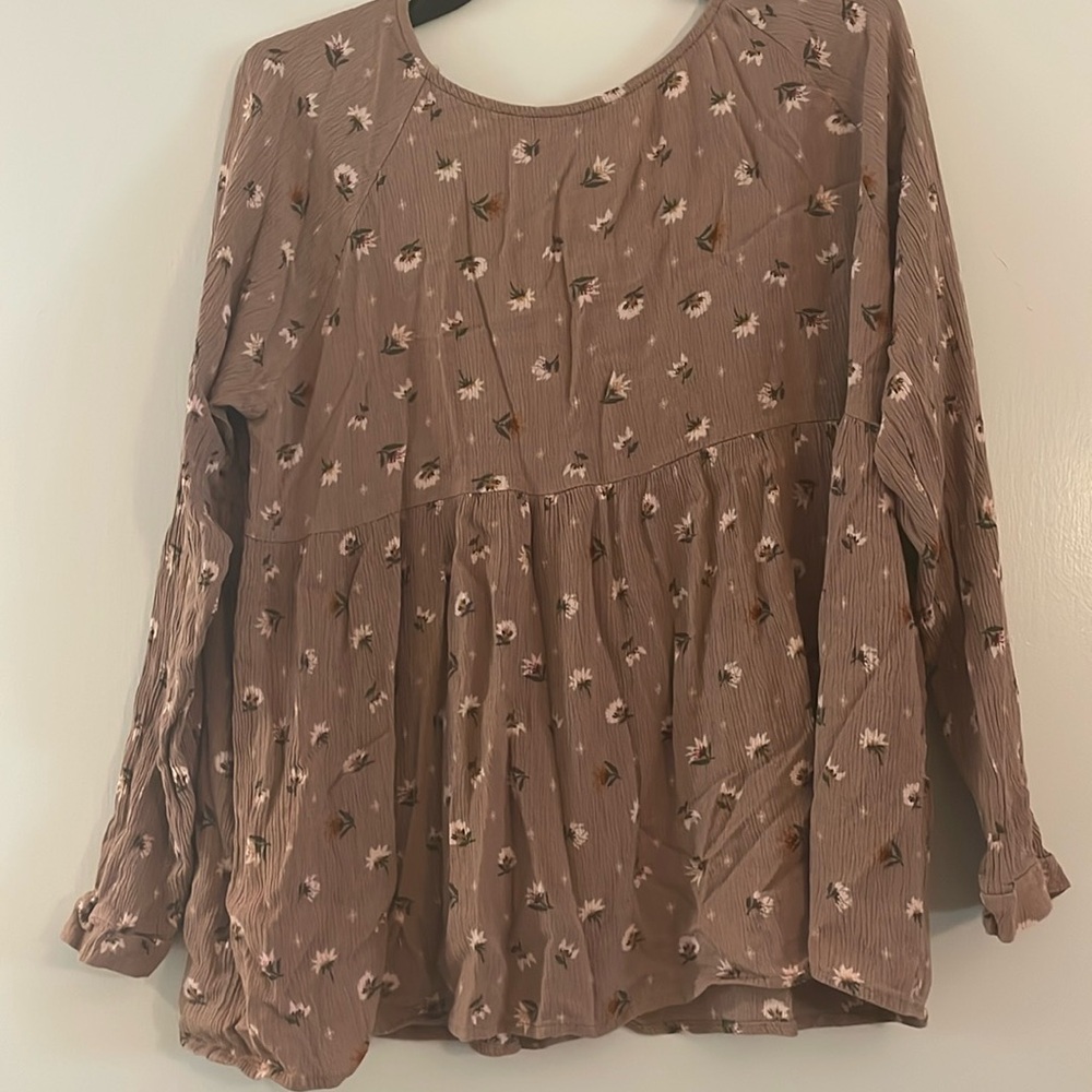 Youth small blouse brown with flowers